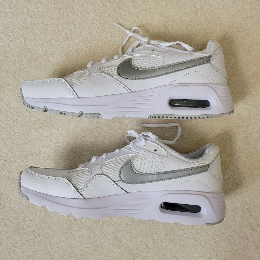 EUC Women's 8.5 Nike Air Max Running Shoes Sneakers White Metallic Platinum - Picture 6 of 14